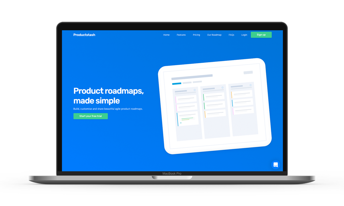Productstash website on a laptop